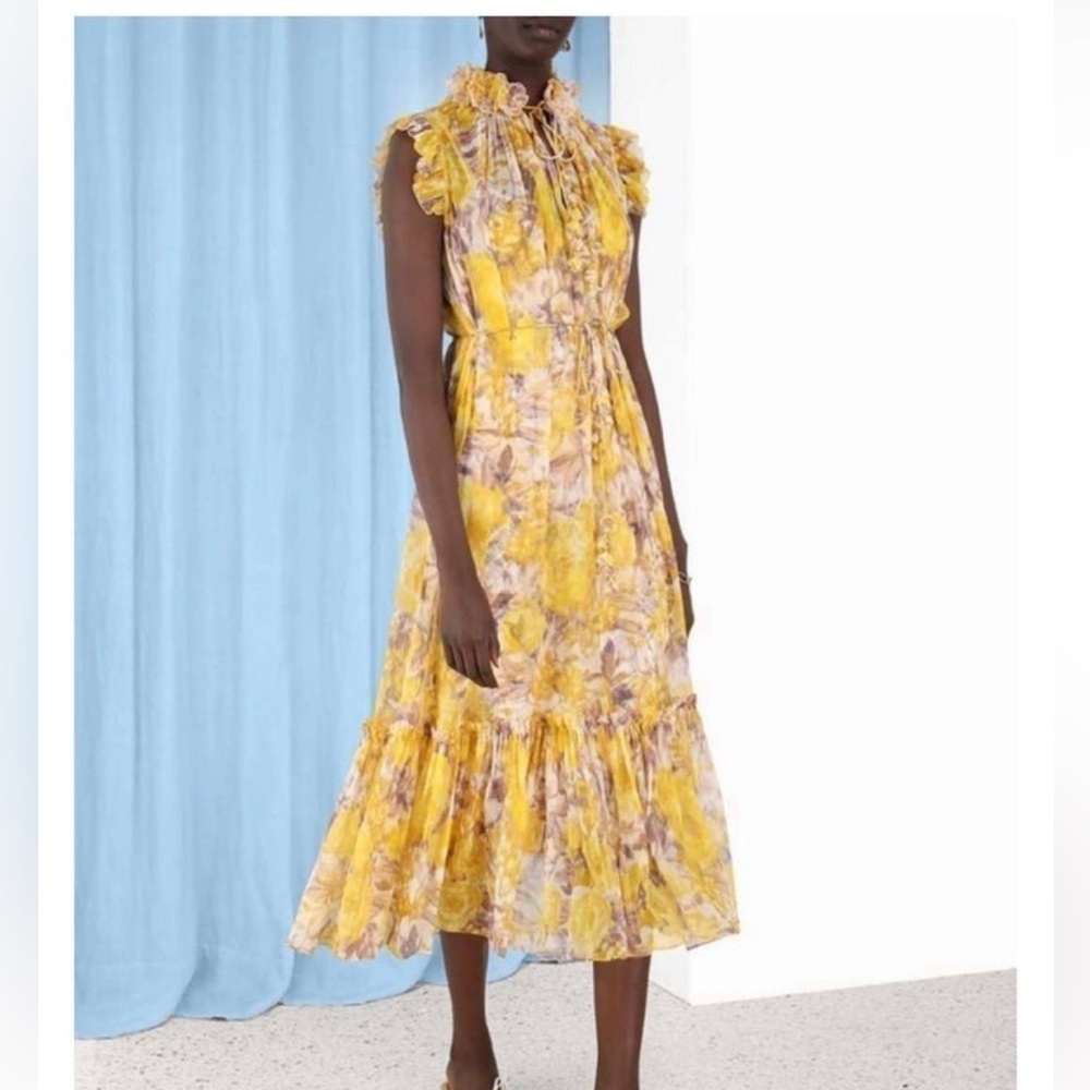 Zimmermann High Tide Flutter Midi Dress - NO SLIP - Excellent condition
